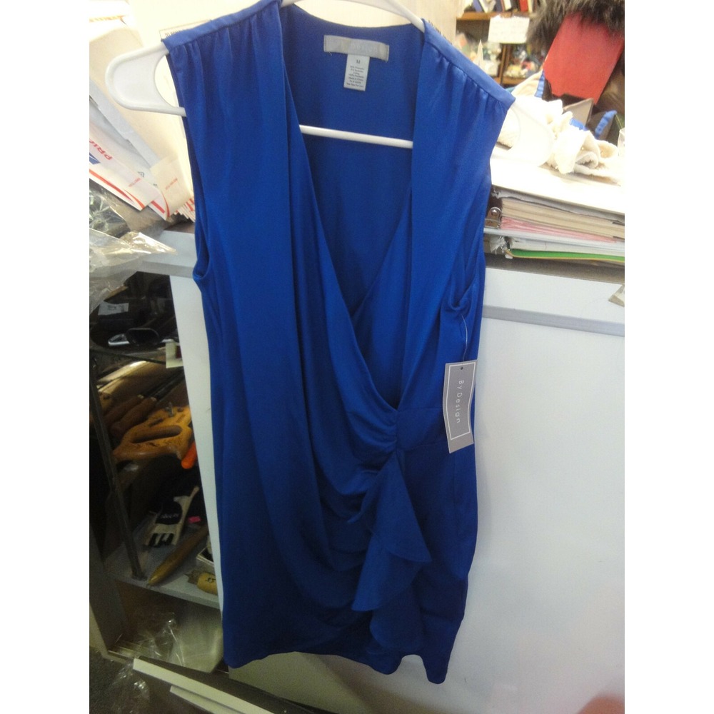 By design Beautiful Blue  M cascade ruffle wrap dress NEW‎ with tags retail $52